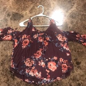 Off the shoulder, floral blouse